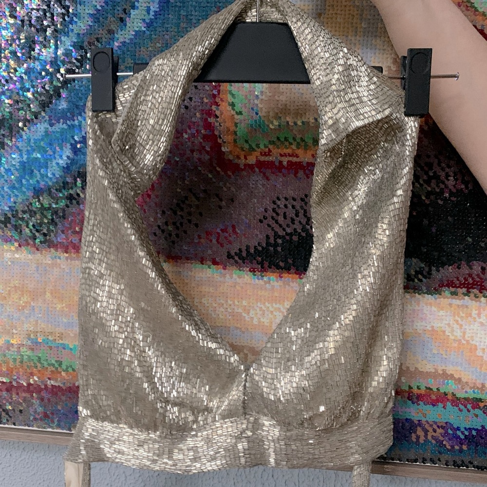 100% silver beaded vintage halter I fought Claire